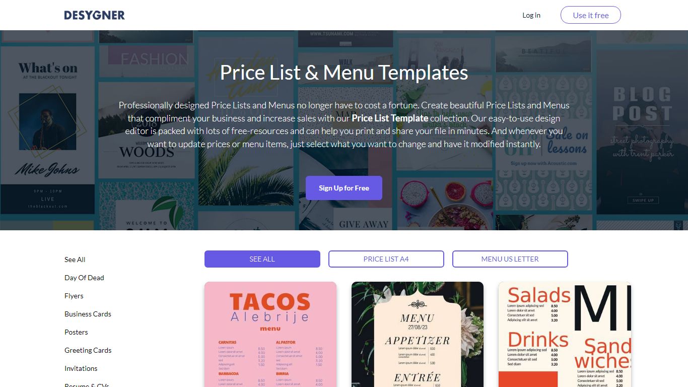 Design a Price List Online | Free Price List Templates by Desygner