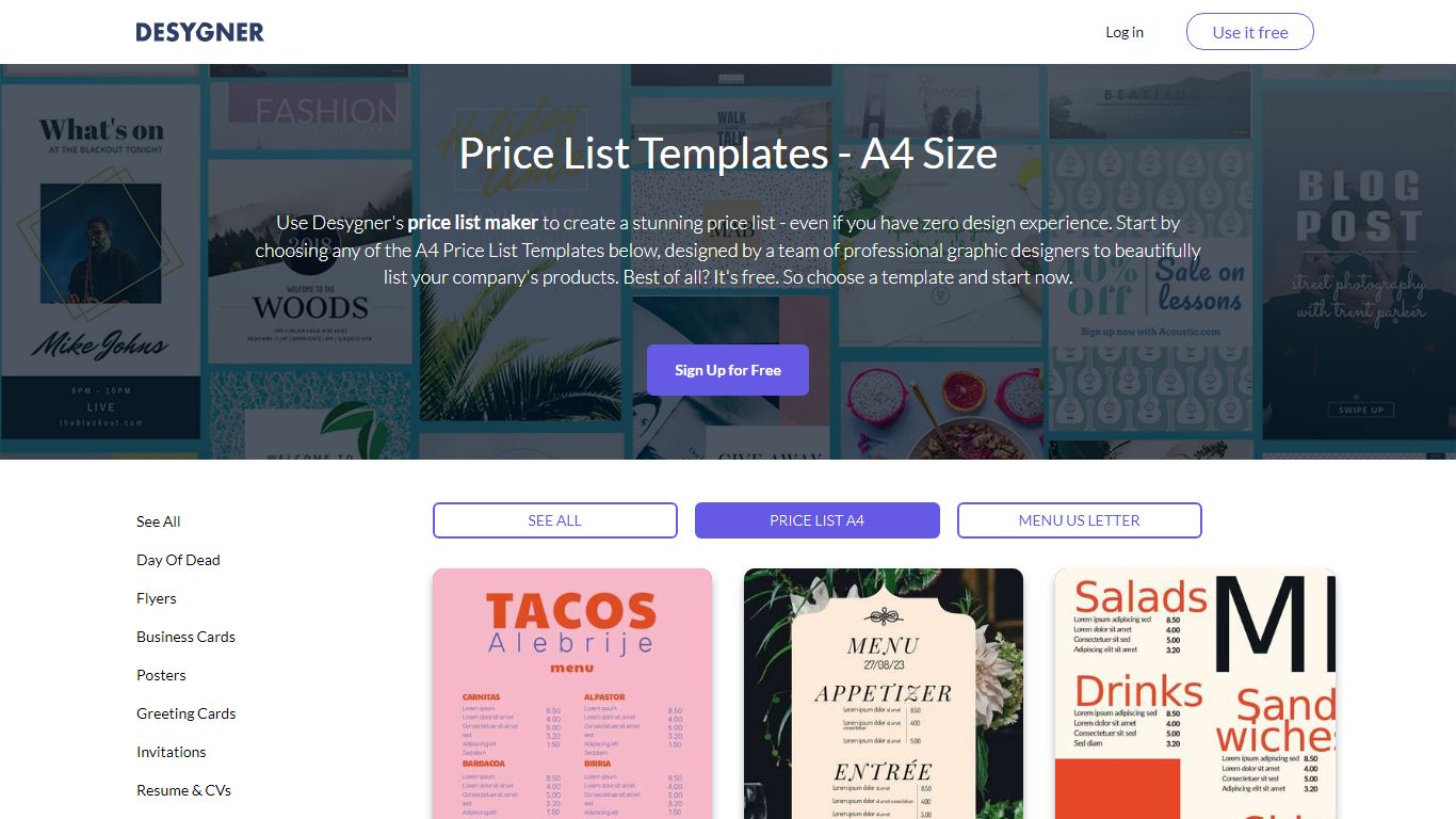 Free Price List Maker | Custom Price List Templates by Desygner