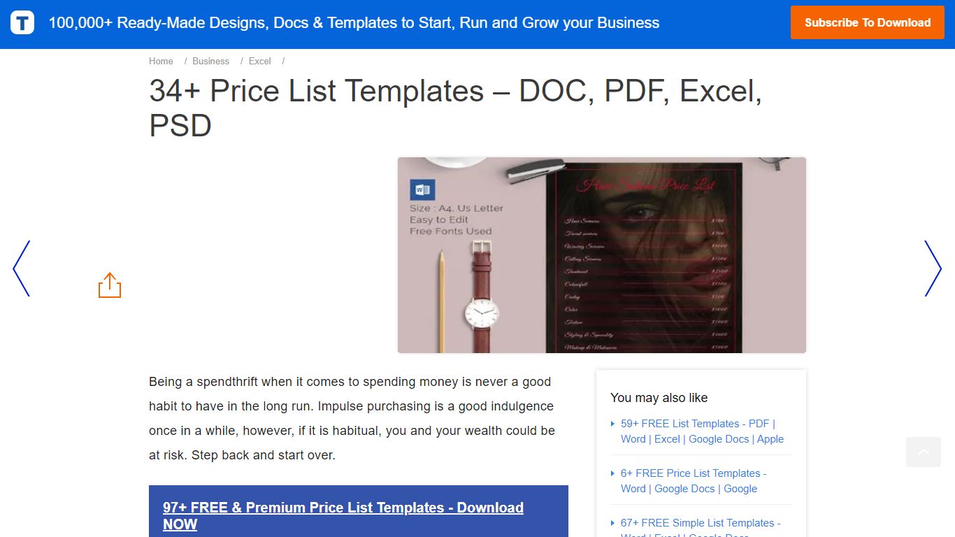 34+ Price List Templates – DOC, PDF, Excel, PSD